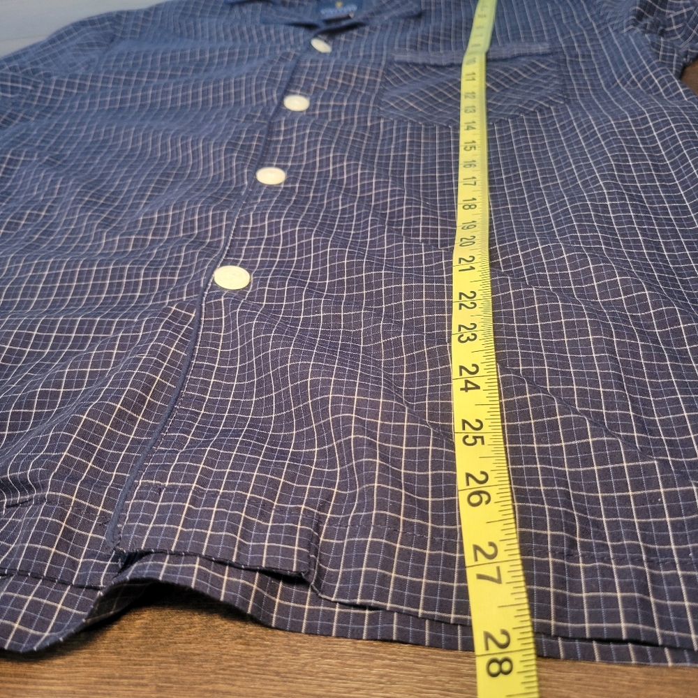 Stafford Mens Plaid Sleepwear Set Size S Pajamas Blue Long Sleeve Pants Bottom - Picture 6 of 13